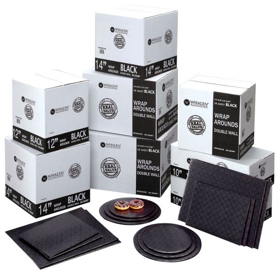 W PACKAGING - Black Double Wall Wrap Arounds - Bakery Packaging - Baker's Buddy Supplies