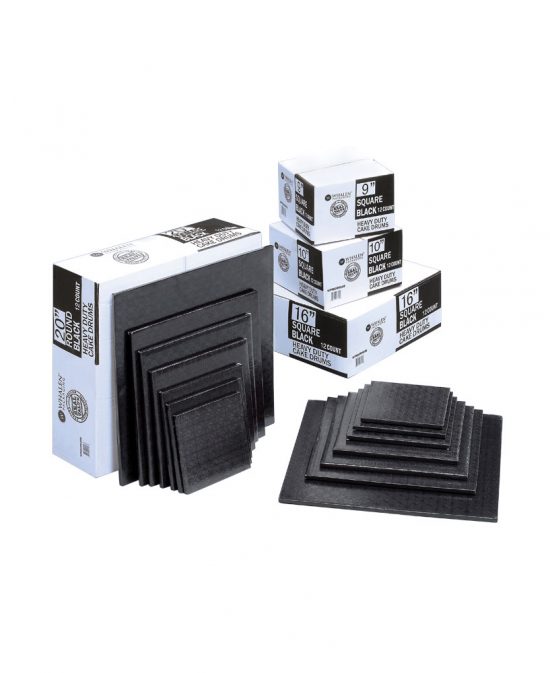 W PACKAGING - Black Square Drums - B-Flute - C-Flute - Bakery Packaging - Baker's Buddy Supplies