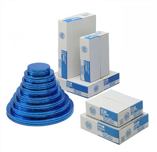 W PACKAGING - Blue Round Drums B-Flute C-Flute - Bakery Packaging - Baker's Buddy Supplies