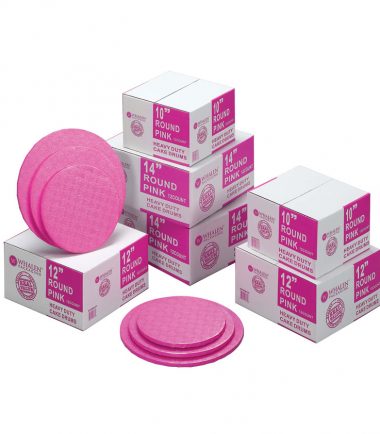 W PACKAGING - Pink Round Drums B-Flute C-Flute - Bakery Packaging - Baker's Buddy Supplies