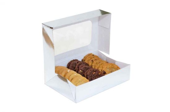 W-PACKAGING-Plain-Silver-Foil-Cookie-Box-with-Window-Auto-Box- Bakery Packaging - Baker's Buddy Supplies