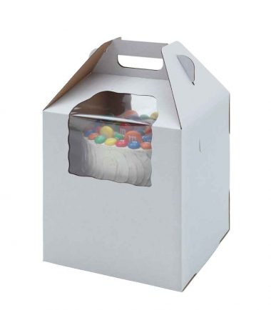 W-PACKAGING-Plain-Tiered-White-Kraft-Cake-Boxes-With-Window-B-Flute - Bakery Pacakging - Baker's Buddy Supplies