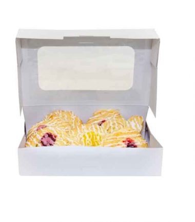 W-PACKAGING-Plain-White-Cookie-Box-with-Window-Auto-Box - Bakery Packaging - Baker's Buddy Supplies