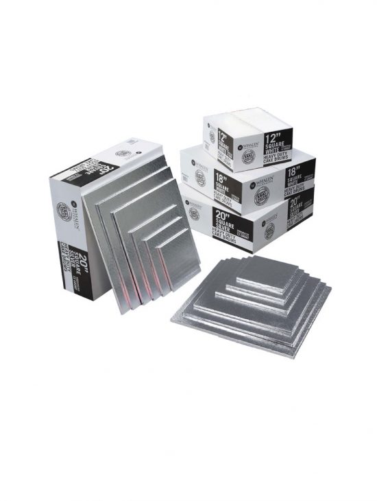 W PACKAGING - Silver Square Drums - B-Flute - C-Flute - Bakery Packaging - Baker's Buddy Supplies