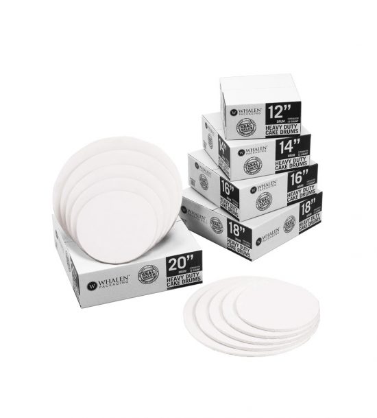 W PACKAGING - White Round Drums B-Flute C-Flute - Bakery Packaging - Baker's Buddy Supplies