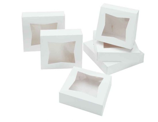 W-PACKAGING-Plain-WhiteWhite-with-Window-Pie-Boxes-2-1/2”-Deep - Bakery Packaging - Baker's Buddy Supplies