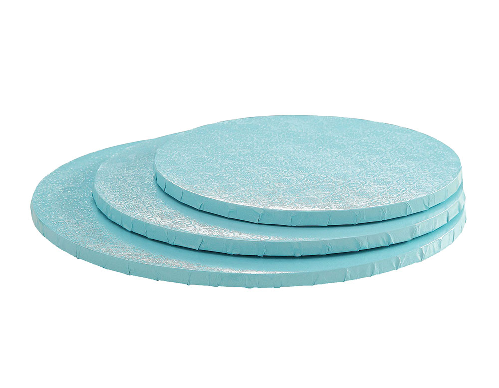 W PACKAGING - Tahiti Blue Round Drums (B/C-Flute, 1/2" Thick) - Baker's Buddy Supplies