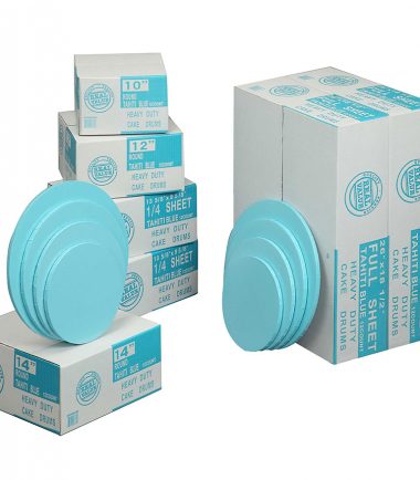 W PACKAGING - Tahiti Blue Round Drums (B/C-Flute, 1/2" Thick) - Baker's Buddy Supplies